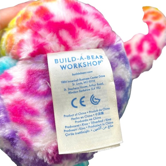 Build A Bear BABW Workshop Multicolor Rainbow Leopard 17" Plush BAB With Poncho - Picture 6 of 8